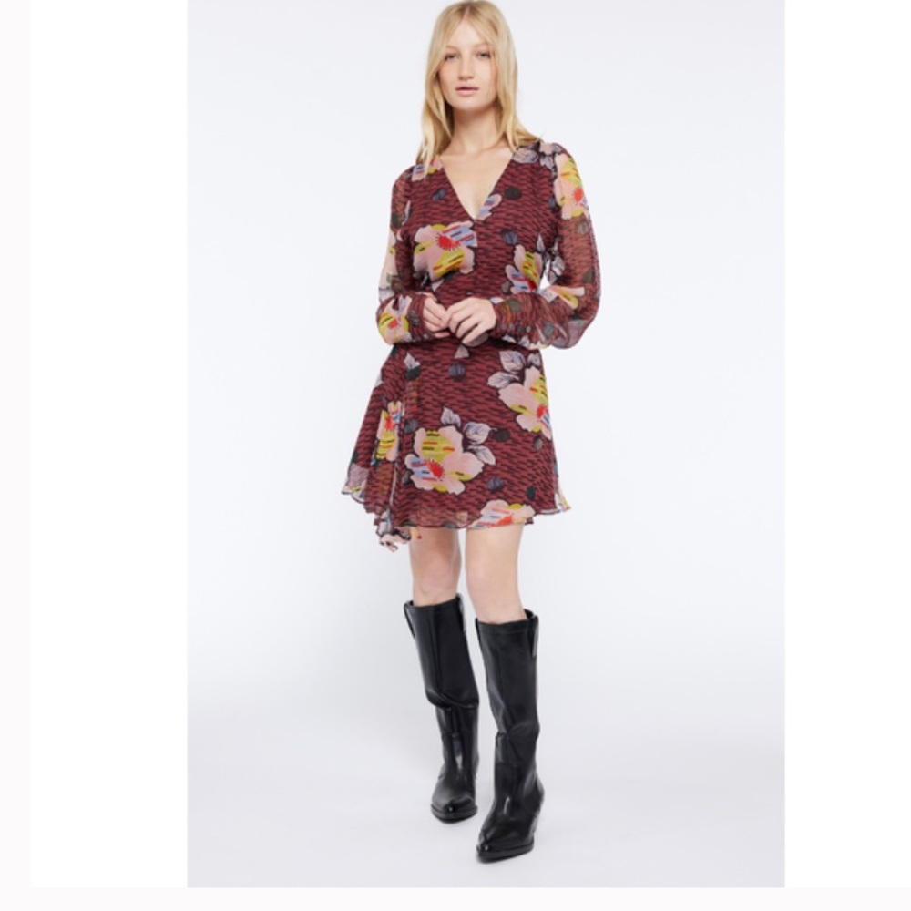 Joie Multicolor V-Neck Silk Dress